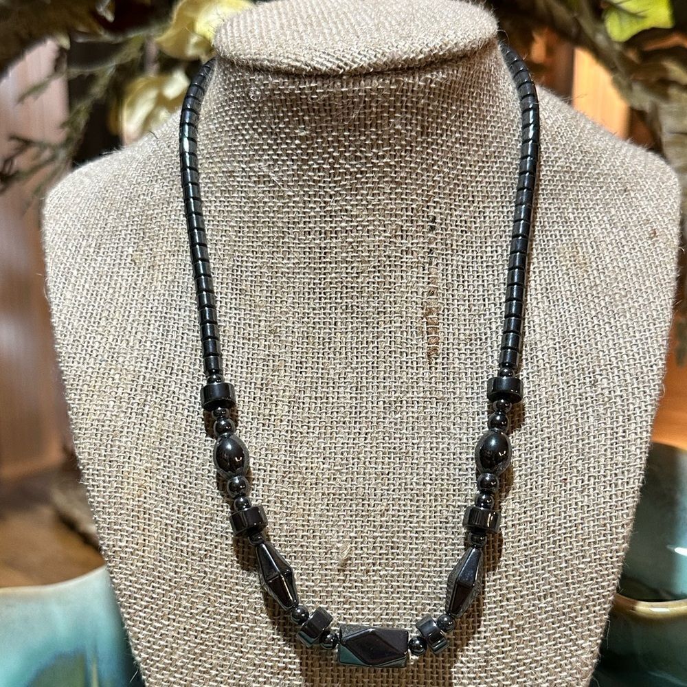 Handcrafted Genuine Hematite Healing Magnetic Necklace 16”
